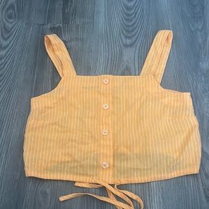 Orange Front Tie Crop Top